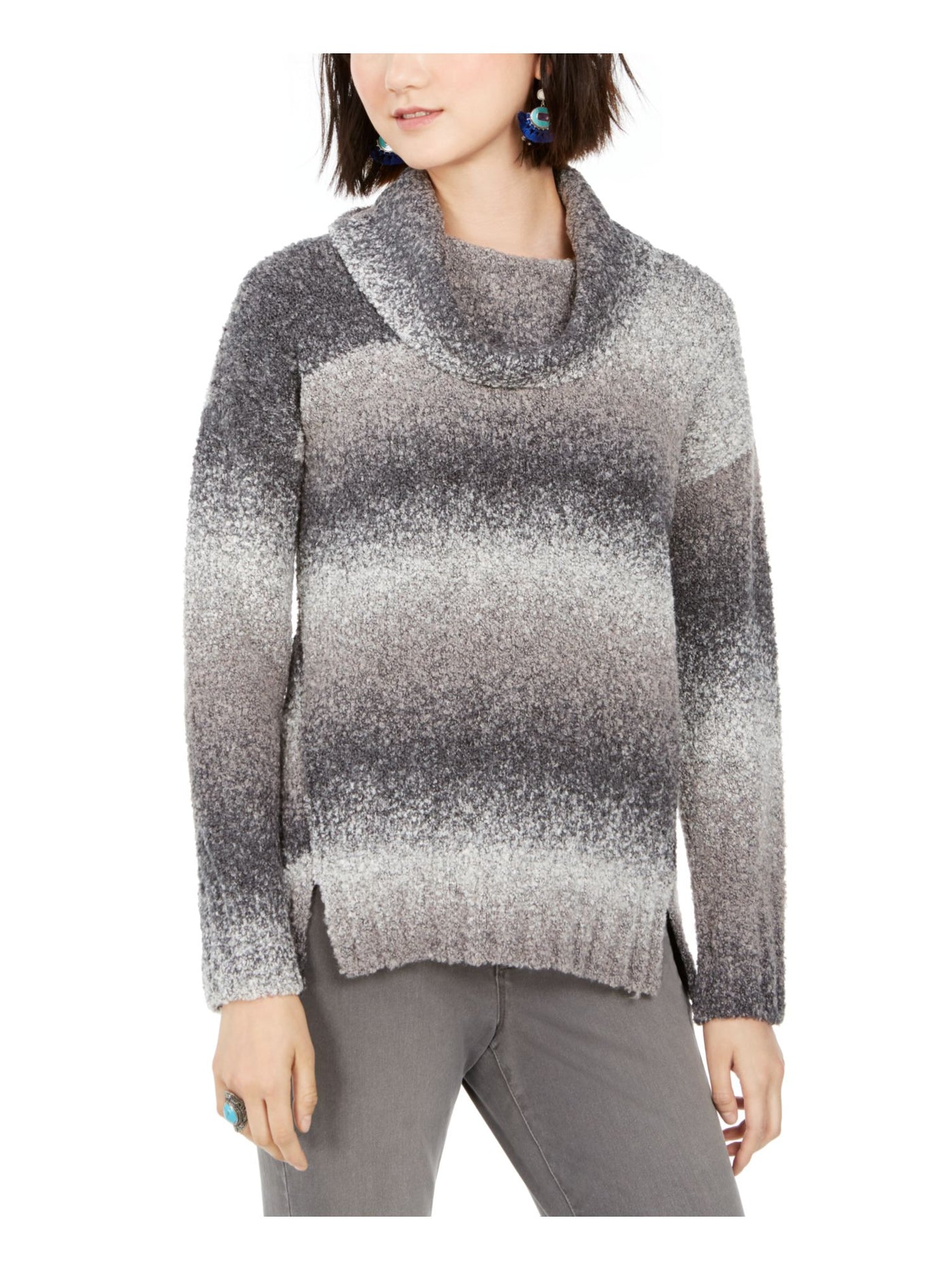 STYLE & COMPANY Womens Gray Ombre Long Sleeve Turtle Neck T-Shirt Petites PS
