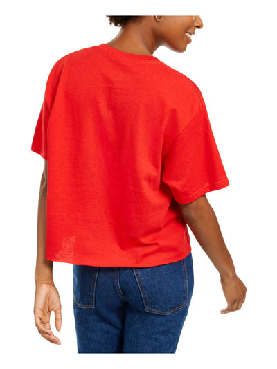 MIGHTY FINE Womens Red Short Sleeve Crew Neck T-Shirt Juniors XS
