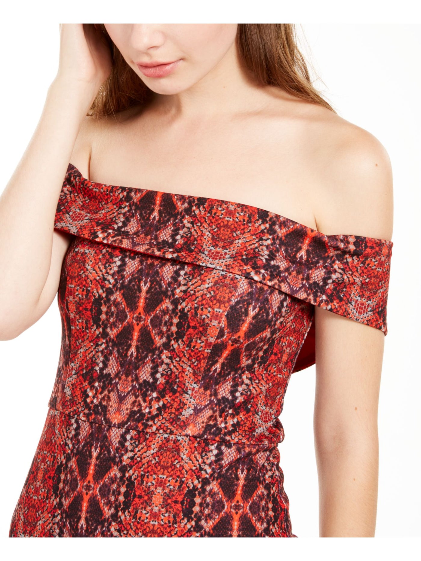 CRYSTAL DOLLS Womens Red Paisley Sleeveless Off Shoulder Short Party Body Con Dress XL