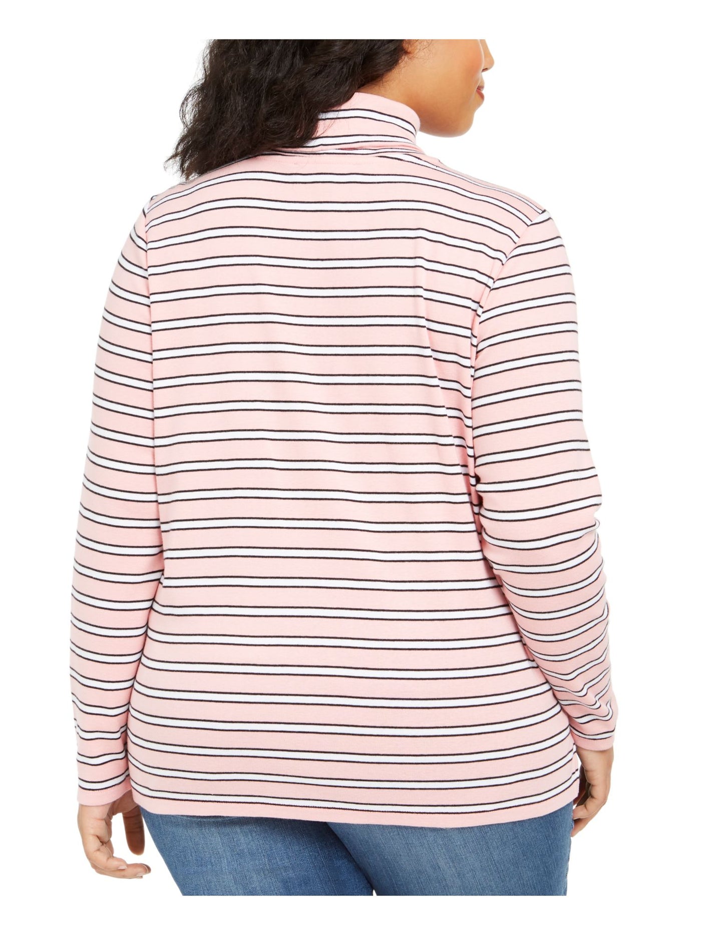 TOMMY HILFIGER Womens Pink Striped Long Sleeve Collared Blouse Plus 1X