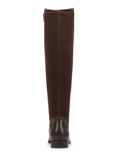 NINE WEST Womens Brown Cushioned Levi Round Toe Block Heel Zip-Up Leather Riding Boot 8.5 M