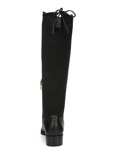 CIRCUS BY SAM EDELMAN Womens Black Tie Detail Partial Zipper Cushioned Stretch Portland Round Toe Block Heel Riding Boot 5