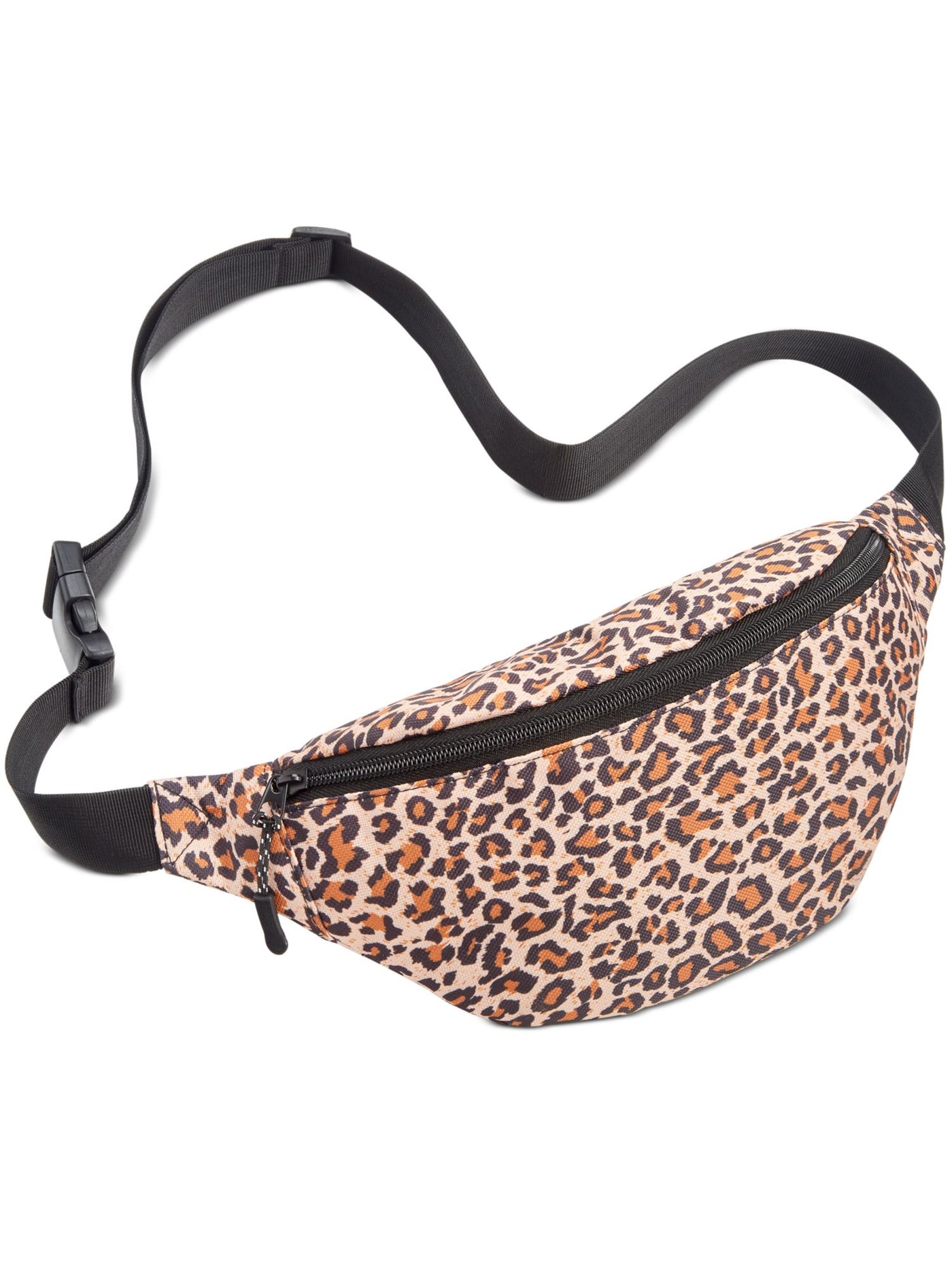 Bespoke Men's Beige Animal Print Nylon Adjustable Strap Fanny Pack