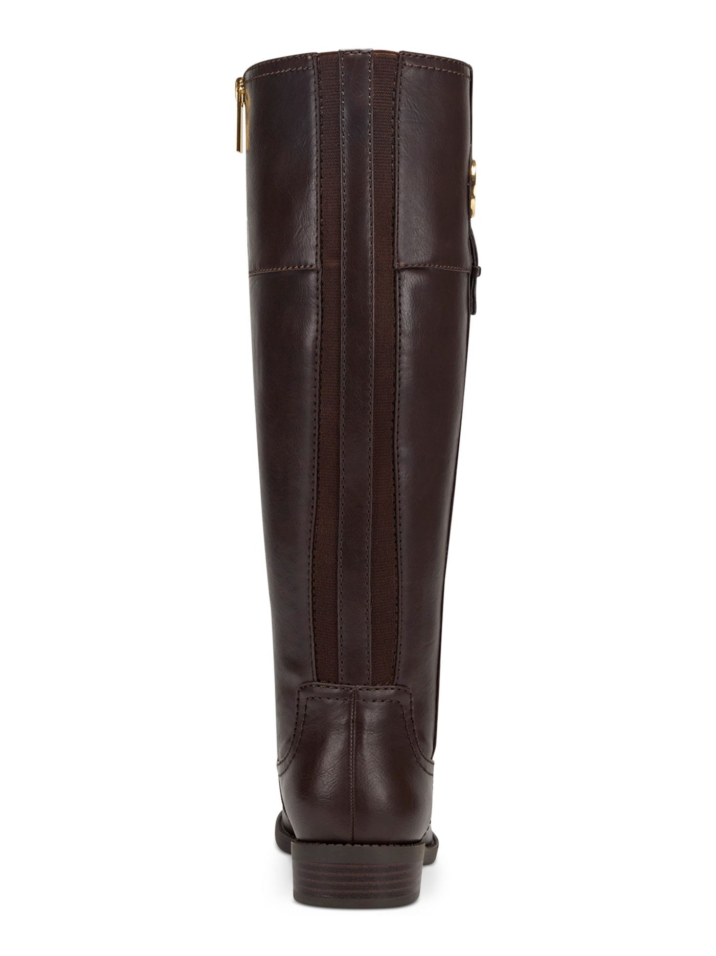 TOMMY HILFIGER Womens Brown Logo Hardware Logo Padded Imina Round Toe Stacked Heel Zip-Up Riding Boot 11 M