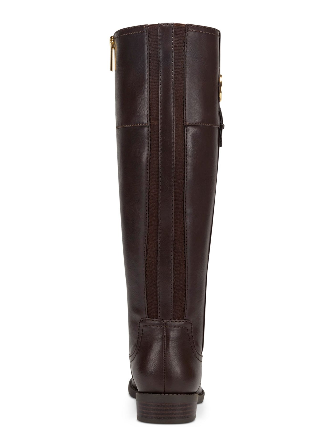 TOMMY HILFIGER Womens Brown Flex Gore Logo Padded Imina Round Toe Block Heel Zip-Up Riding Boot 8 M WC