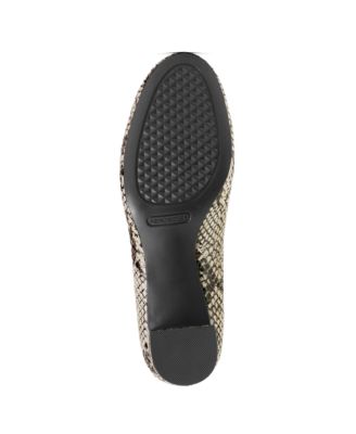 AEROPOSTALE Womens Beige Snakeskin Print Removable Footbed Eye Candy Round Toe Block Heel Slip On Dress Pumps Shoes M