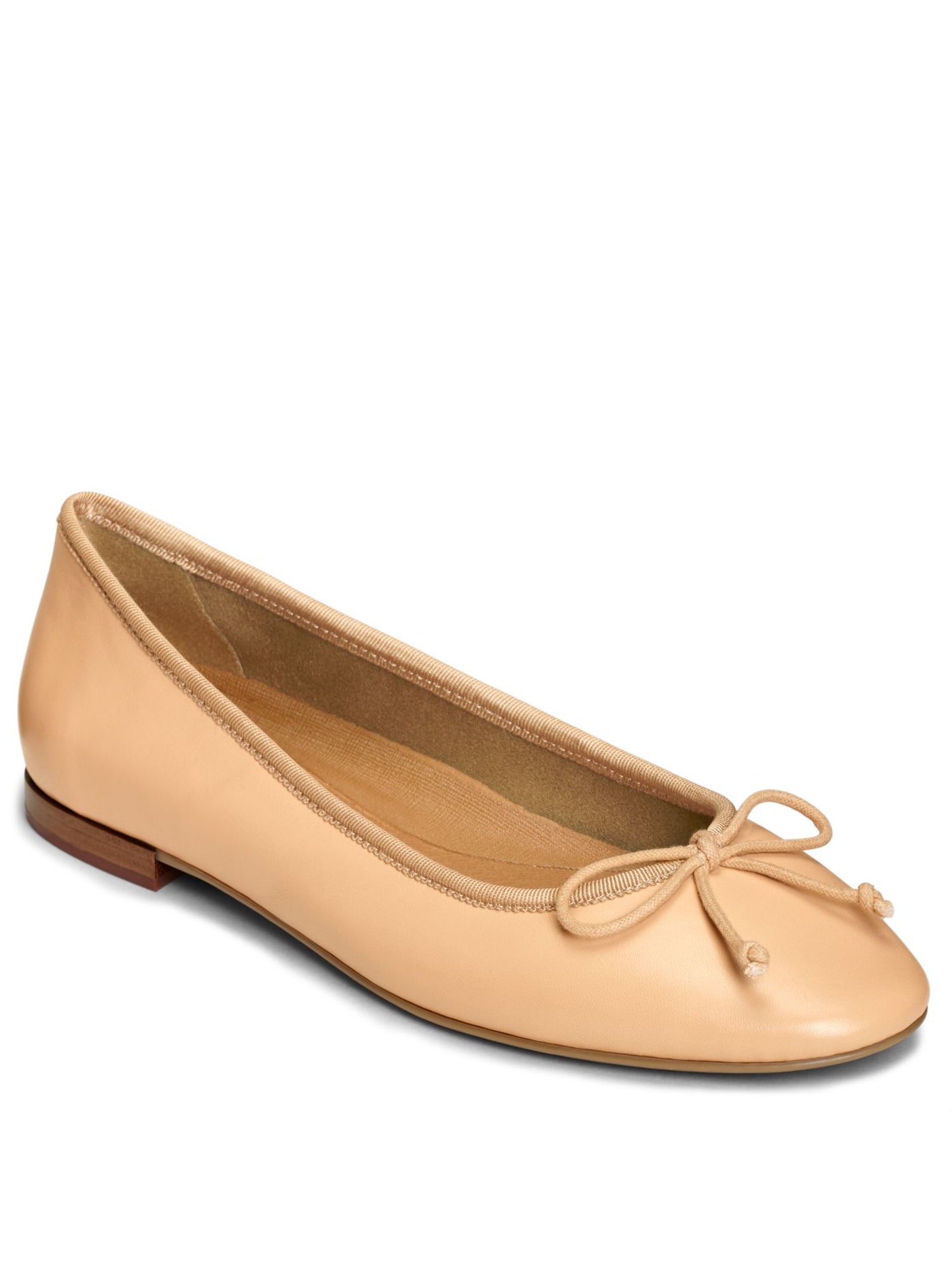 AEROSOLES Womens Nude Beige Cushioned Bow Accent Homerun Round Toe Slip On Leather Ballet Flats 10.5