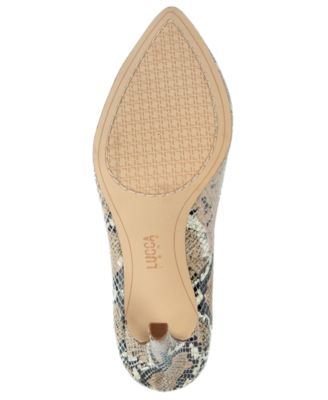 LUCCA LANE Womens Beige Snakeskin Cushioned Asymmetrical Yalexis Pointed Toe Stiletto Slip On Leather Pumps Shoes 6.5 M
