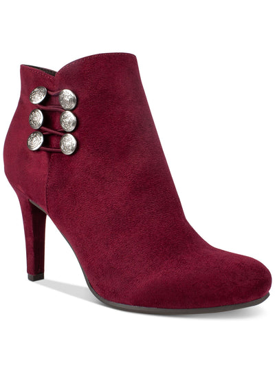 RIALTO Womens Burgundy Stretch Gore Padded Button Accent Cairo Almond Toe Stiletto Zip-Up Booties 10 M