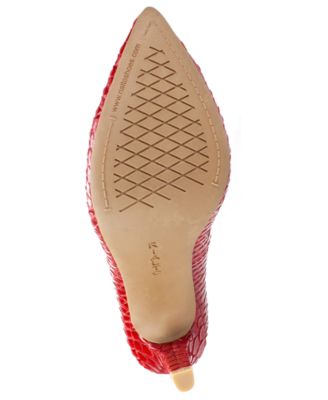 RIALTO Womens Red Snake Print Elastic Laces Padded Stretch Mully Pointed Toe Stiletto Lace-Up Pumps Shoes M
