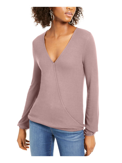 INC Womens Pink Long Sleeve V Neck Top XS