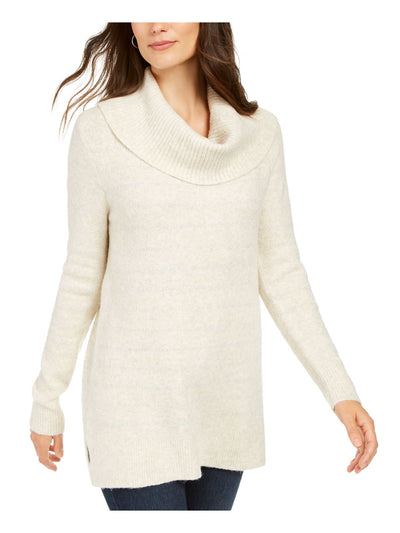 STYLE & COMPANY Womens Beige Embellished Long Sleeve Cowl Neck Sweater Petites PL