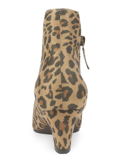 SEVEN DIALS Womens Beige Snake Asymmetrical Comfort Coralie Pointed Toe Kitten Heel Zip-Up Dress Booties 6.5 M