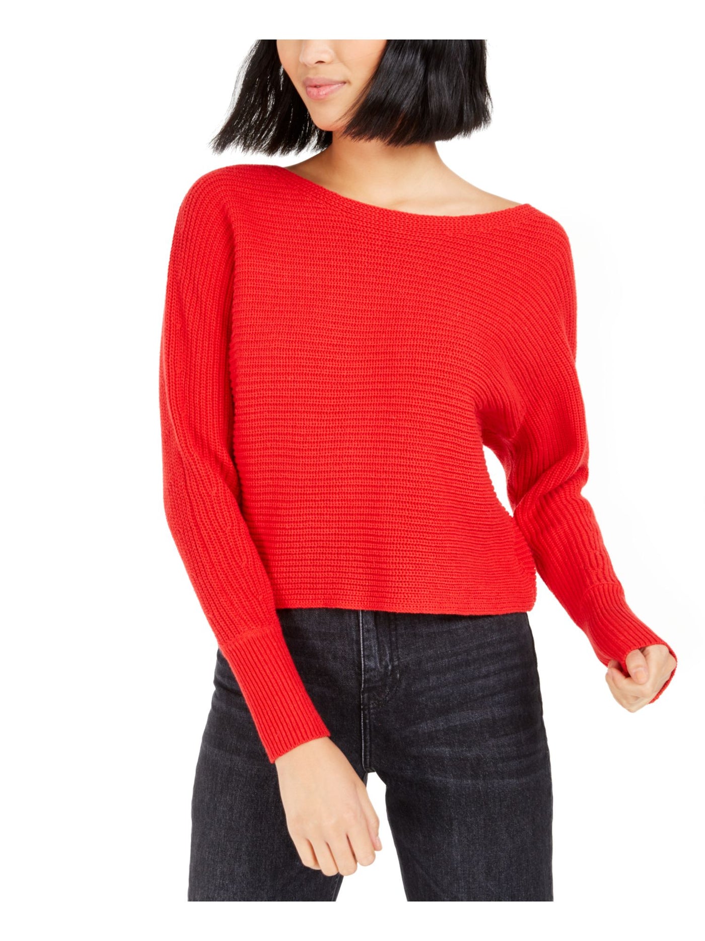 BAR III Womens Long Sleeve Off Shoulder Sweater
