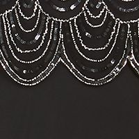 JKARA Womens Black Embellished Short Sleeve V Neck Maxi Evening Sheath Dress