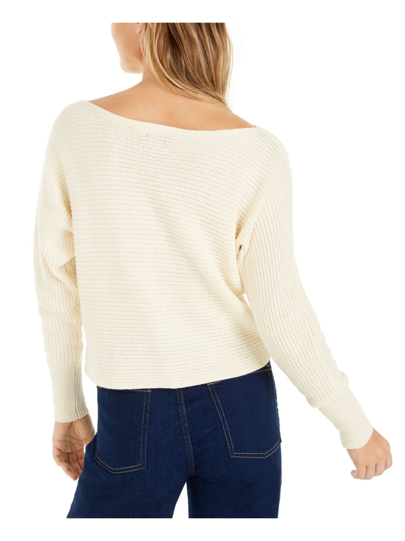 BAR III Womens Beige Long Sleeve Off Shoulder Sweater L