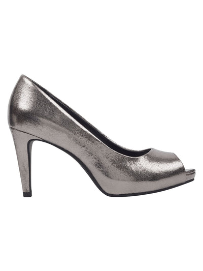 BANDOLINO Womens Silver 1/2" Platform Cushioned Padded Rainaa Round Toe Stiletto Slip On Dress Pumps Shoes 9.5 M