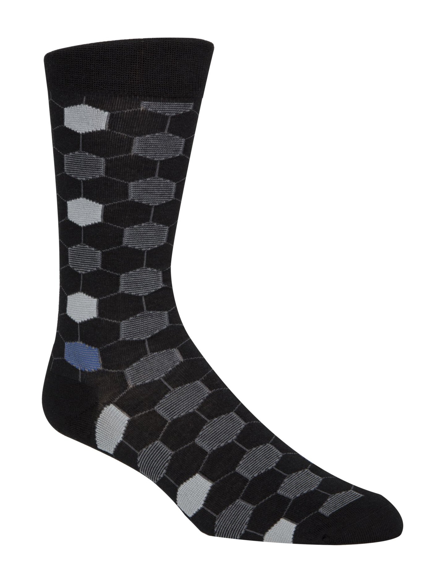 COLE HAAN Black Geometric Dress Crew Socks 7-12