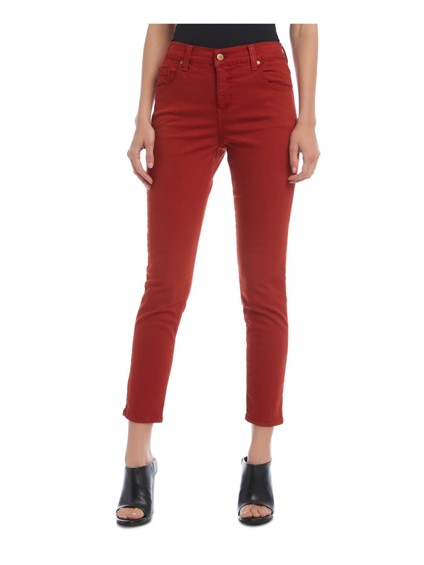 KAREN KANE Womens Red Stretch Zippered Pocketed Cropped Ankle Skinny Jeans 6