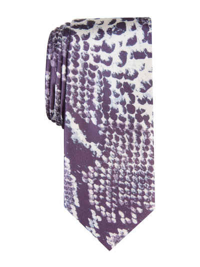 INC Mens Purple Snakeskin Polyester Slim Neck Tie