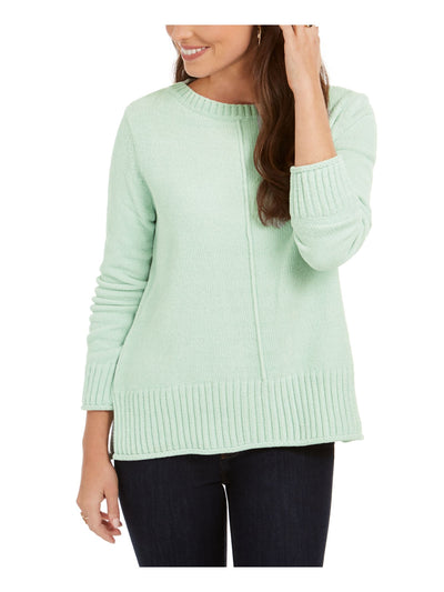 STYLE & COMPANY Womens Green Textured Heather Long Sleeve Crew Neck Blouse M