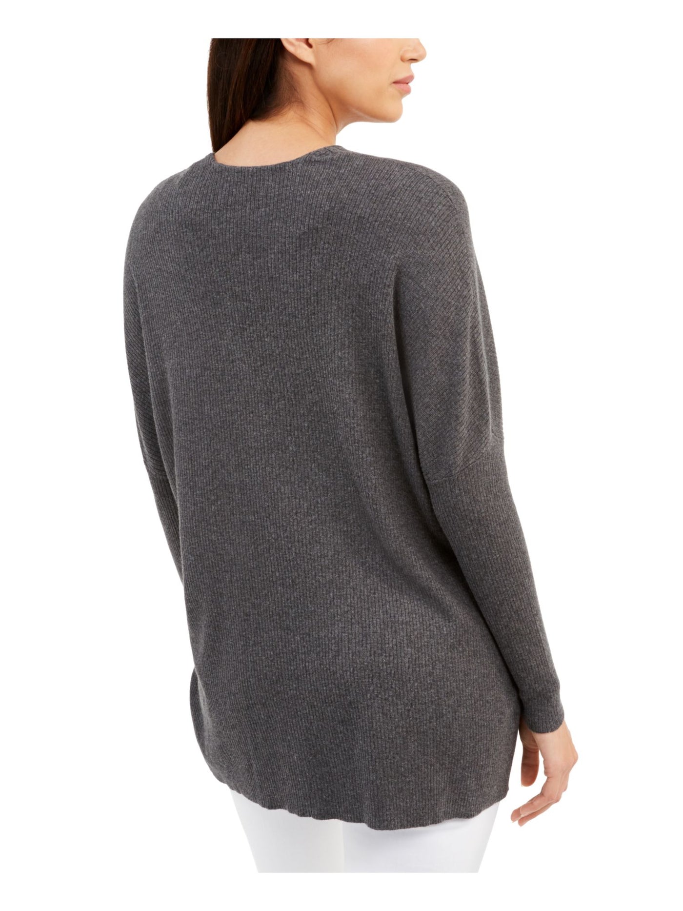 ANNE KLEIN Womens Gray Long Sleeve V Neck Top S\M