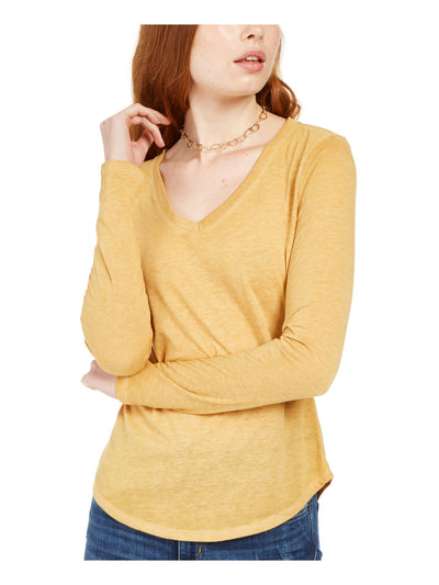 ULTRA FLIRT Womens Yellow Long Sleeve T-Shirt Juniors S
