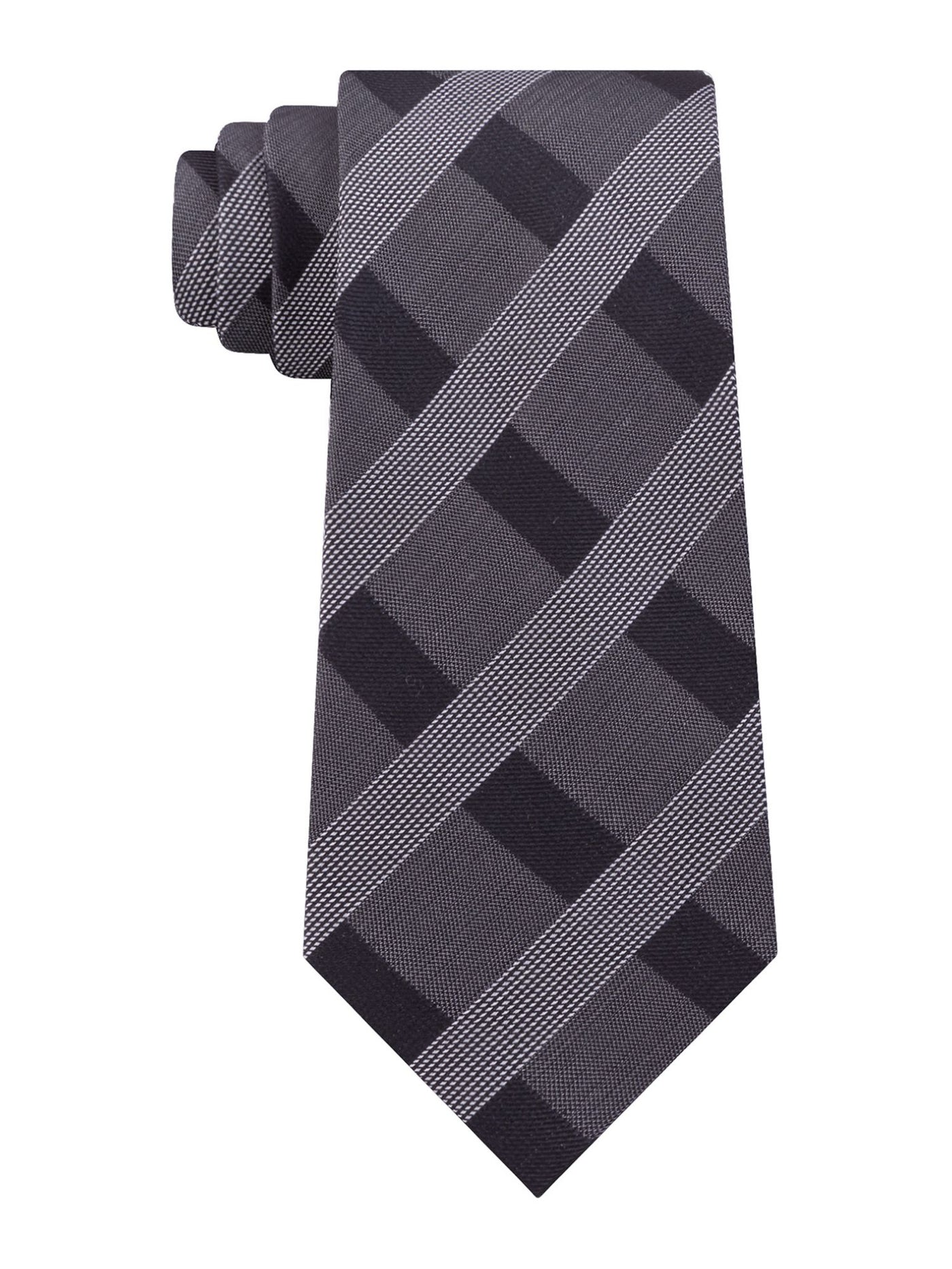 CALVIN KLEIN Mens Black Awning Stripe Silk Classic Neck Tie