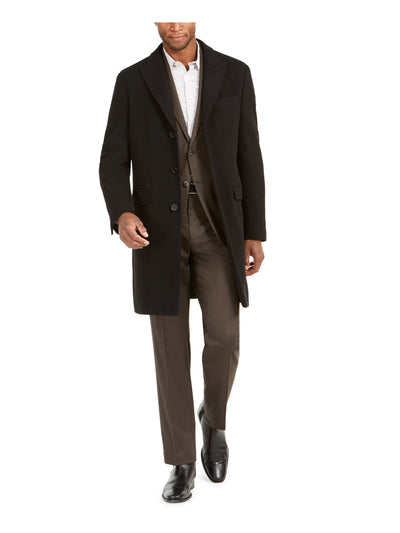 CALVIN KLEIN Mens Black Wool Blend Overcoat 46L