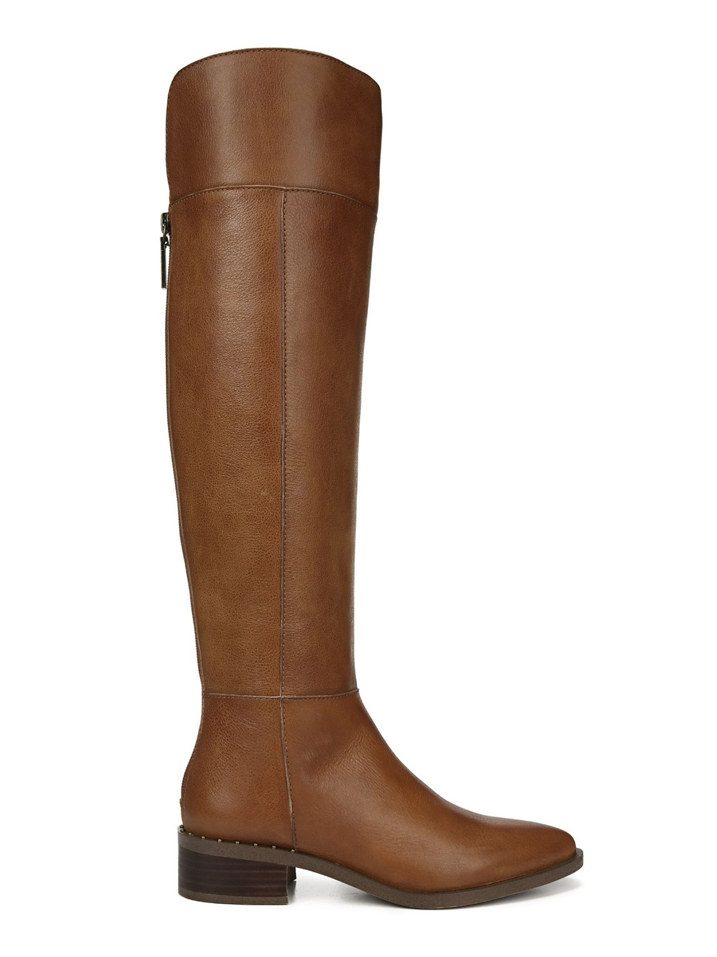 FRANCO SARTO Womens Brown Bead-Link Trim At Welt Round Toe Stacked Heel Zip-Up Leather Boots Shoes 7.5
