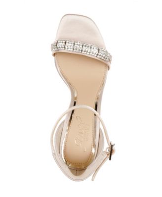JEWEL BADGLEY MISCHKA Womens Beige Ankle Strap Embellished Ranya Square Toe Stiletto Buckle Dress Sandals Shoes M