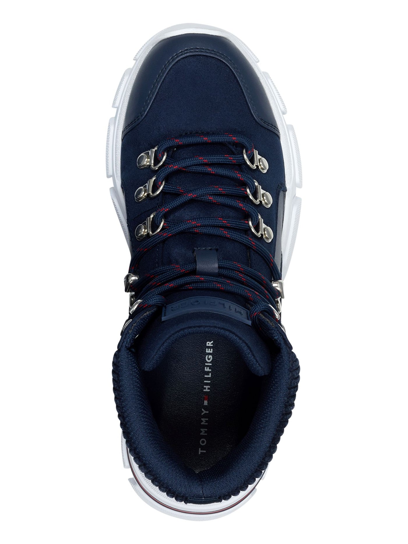 TOMMY HILFIGER Womens Navy Removable Insole 1" Platform Traction Sole Cushioned Logo Nesser Round Toe Block Heel Lace-Up Athletic Sneakers 6.5 M