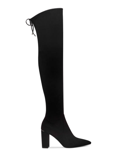 MARC FISHER Womens Black Tie Detail Water Resistant Comfort Vany Pointed Toe Block Heel Zip-Up Heeled Boots 9.5 M