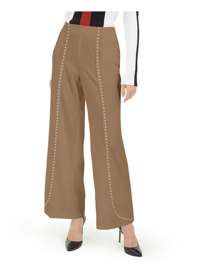 INC Womens Beige Embellished Evening Wide Leg Pants S