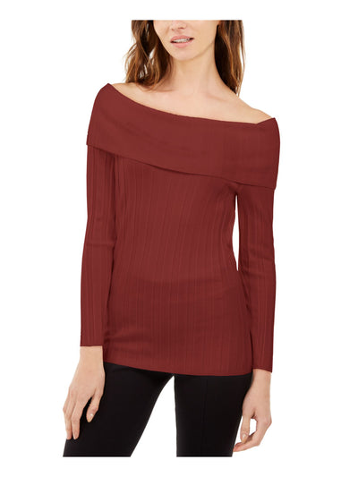 INC Womens Textured Long Sleeve Boat Neck Sweater