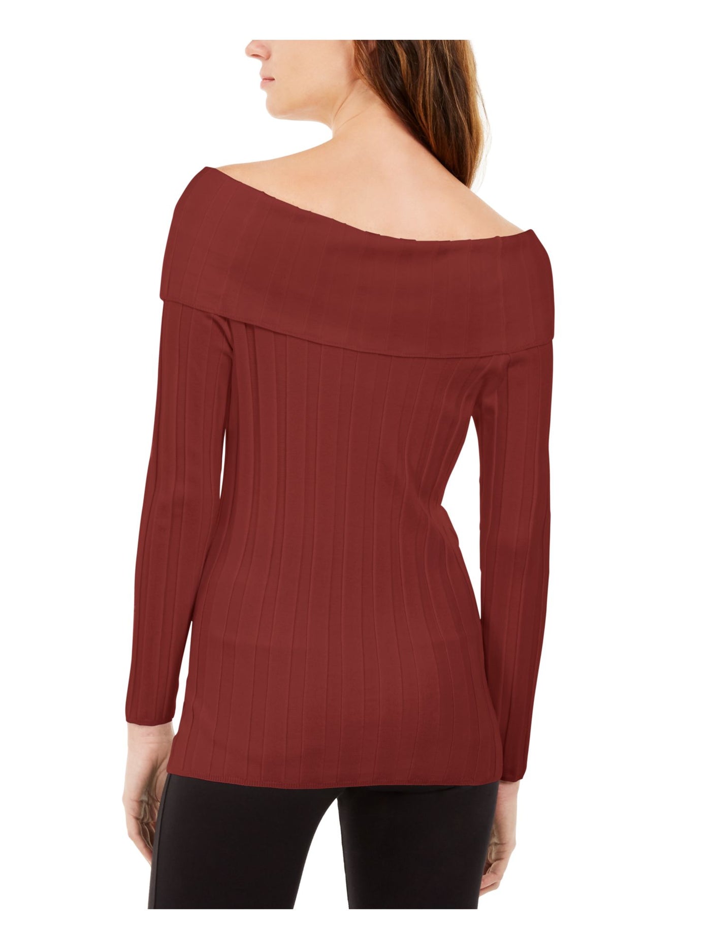 INC Womens Textured Long Sleeve Ribbed Boat Neck Sweater