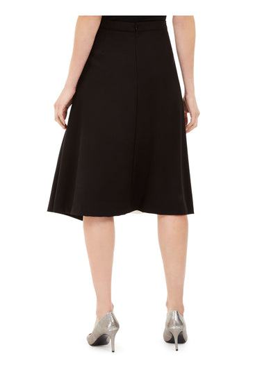 CALVIN KLEIN Womens Black Color Block Midi Wear To Work A-Line Skirt 6