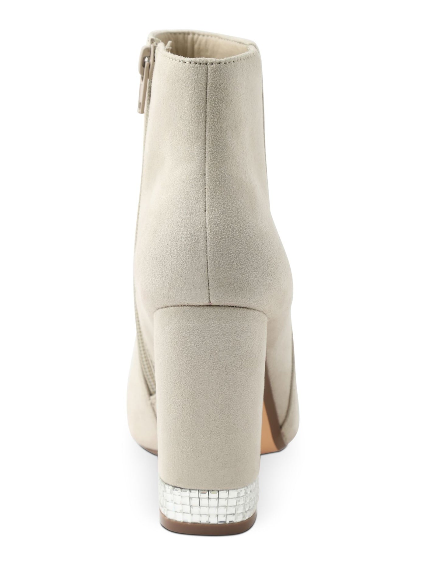 XOXO Womens Beige Comfort Rhinestone Yardria Round Toe Block Heel Zip-Up Boots Shoes 10 M