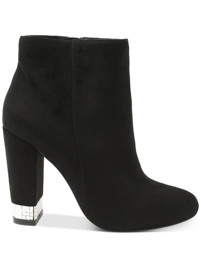 XOXO Womens Black Rhinestone Heel Comfort Yardria Round Toe Block Heel Zip-Up Boots Shoes 9.5 M