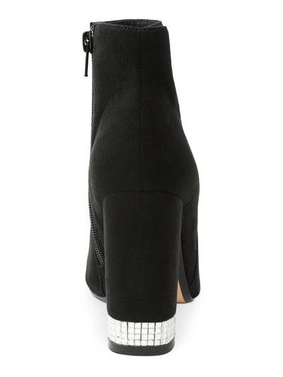 XOXO Womens Black Rhinestone Heel Comfort Yardria Round Toe Block Heel Zip-Up Boots Shoes 9 M
