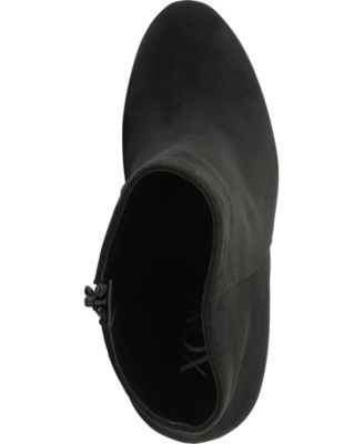 XOXO Womens Black Rhinestone Heel Comfort Yardria Round Toe Block Heel Zip-Up Boots Shoes