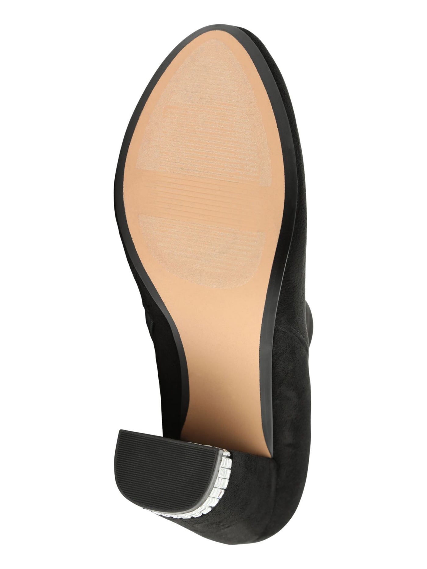 XOXO Womens Black Rhinestone Heel Comfort Yardria Round Toe Block Heel Zip-Up Boots Shoes M