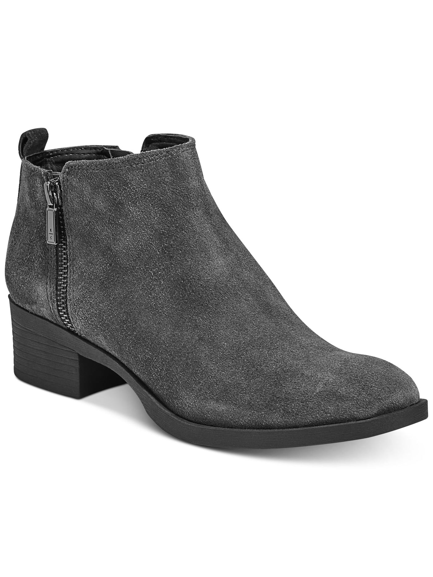 KENNETH COLE NEW YORK Womens Gray Padded Dara Almond Toe Block Heel Leather Booties 9 M