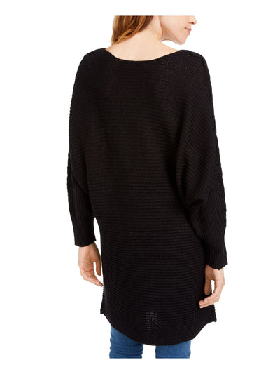 AMERICAN RAG Womens Black Ribbed Dolman Sleeve Scoop Neck Sweater S