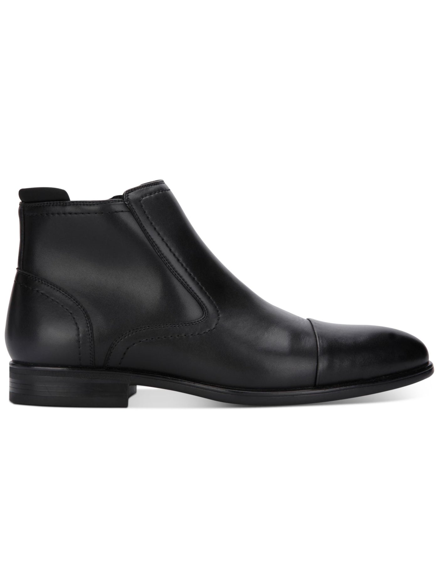 REACTION KENNETH COLE Mens Black Western Inspired Seaming Padded Edge Cap Toe Block Heel Zip-Up Boots Shoes 12 M