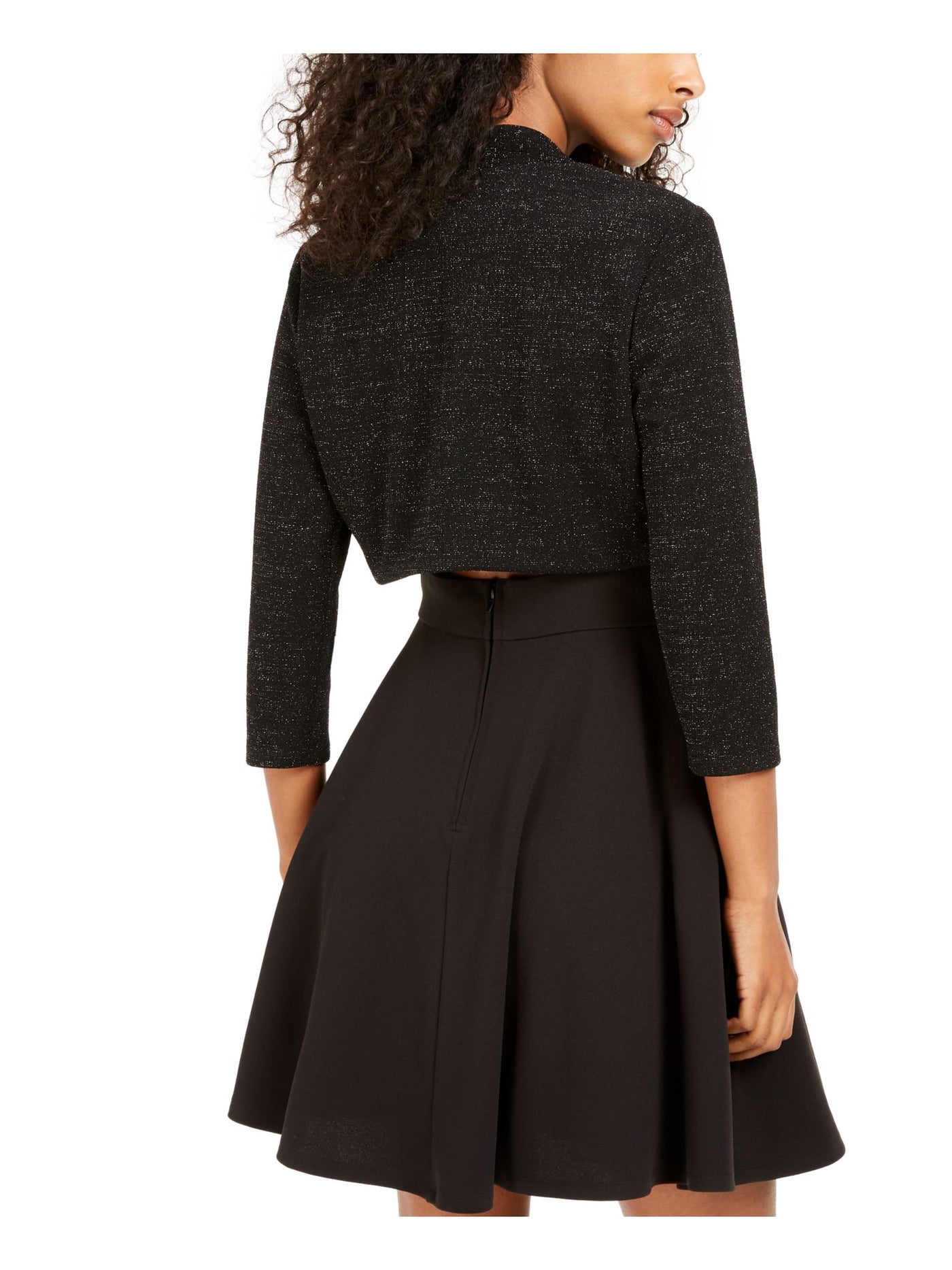 CITY STUDIO Womens Black Shrug Speckle Long Sleeve Open Cardigan Sweater Juniors XS