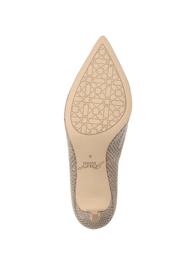 JEWEL BADGLEY MISCHKA Womens Gold Gllitter Comfort Rudy Pointed Toe Stiletto Slip On Pumps Shoes
