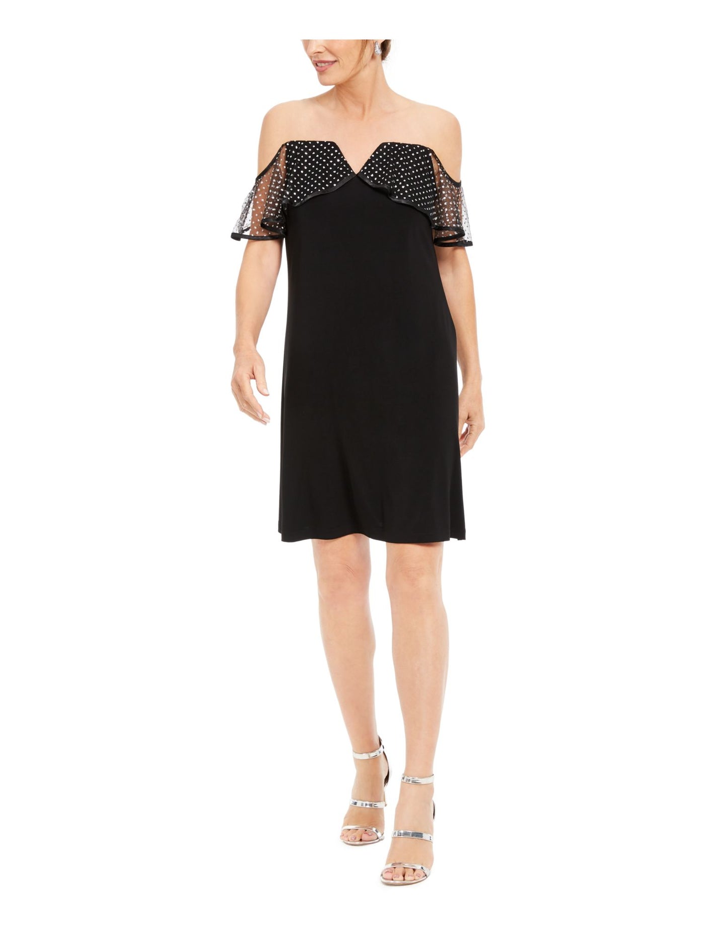 MSK Womens Short Sleeve Off Shoulder Knee Length Cocktail Shift Dress