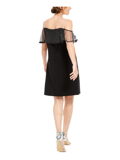 MSK Womens Black Short Sleeve Knee Length Shift Cocktail Dress Size: S
