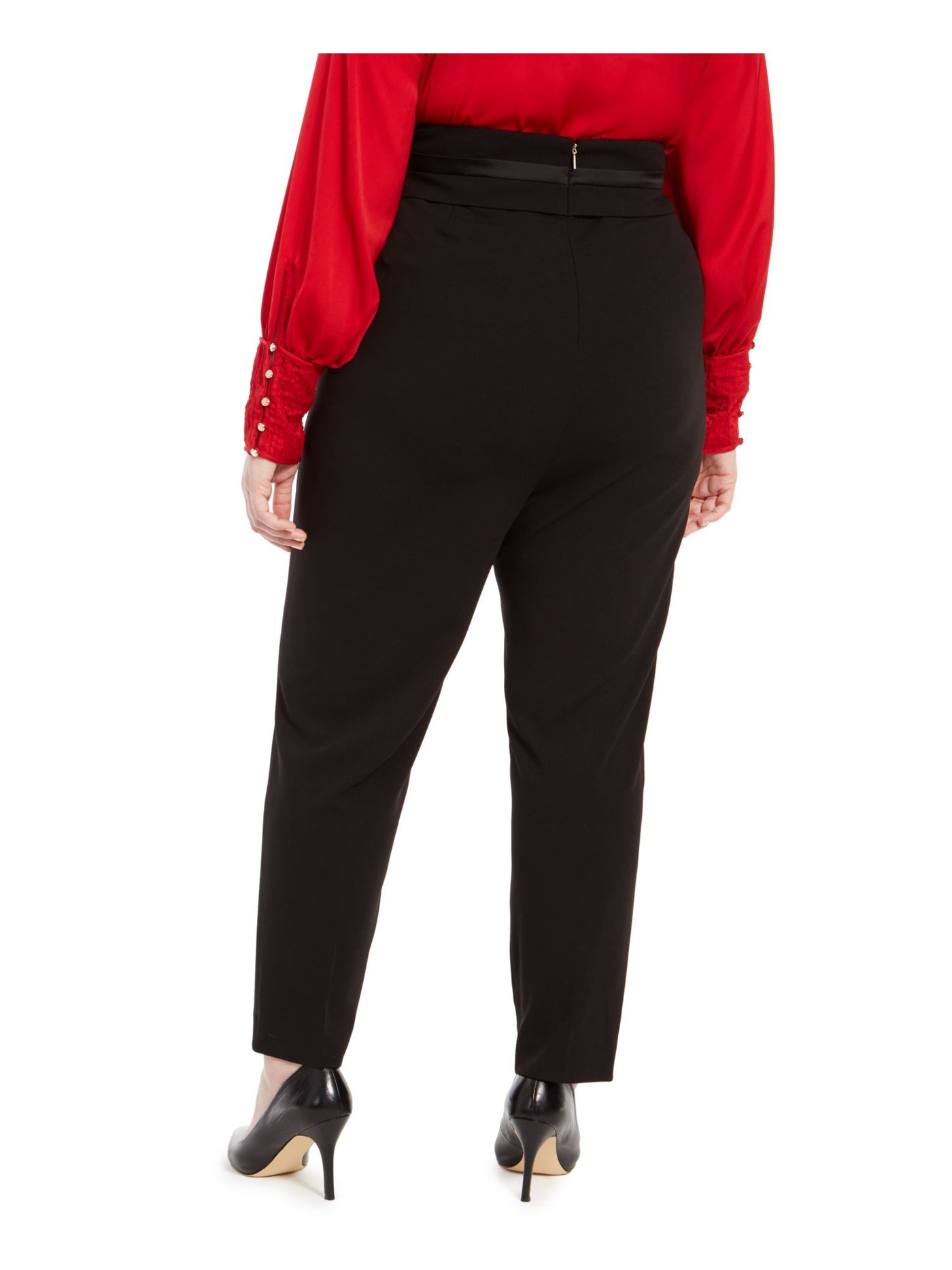 CALVIN KLEIN Womens Black Zippered Wear To Work Straight leg Pants Plus 14W